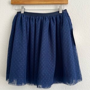 Classic Prep Girls Navy Polka Dot Tulle Skirt